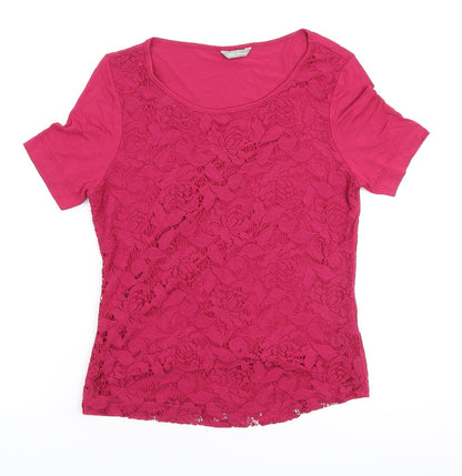 Womens UK Size 10 Marks and Spencer Pink Basic T-Shirt