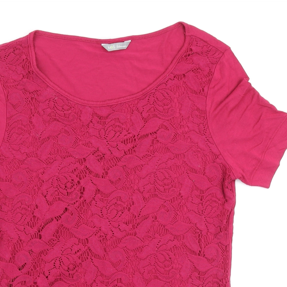Womens UK Size 10 Marks and Spencer Pink Basic T-Shirt