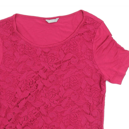 Womens UK Size 10 Marks and Spencer Pink Basic T-Shirt
