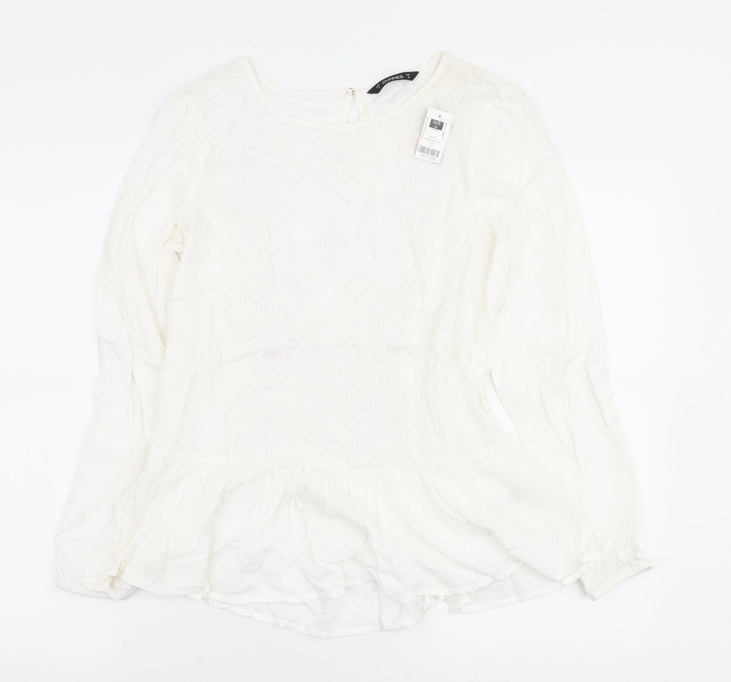 Womens UK Size 8 Dunnes Stores White Ringer Blouse