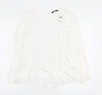 Womens UK Size 8 Dunnes Stores White Ringer Blouse