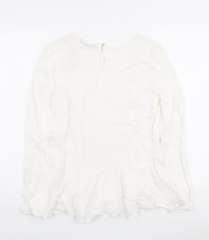 Womens UK Size 8 Dunnes Stores White Ringer Blouse