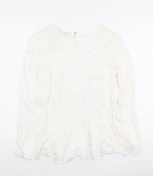 Womens UK Size 8 Dunnes Stores White Ringer Blouse