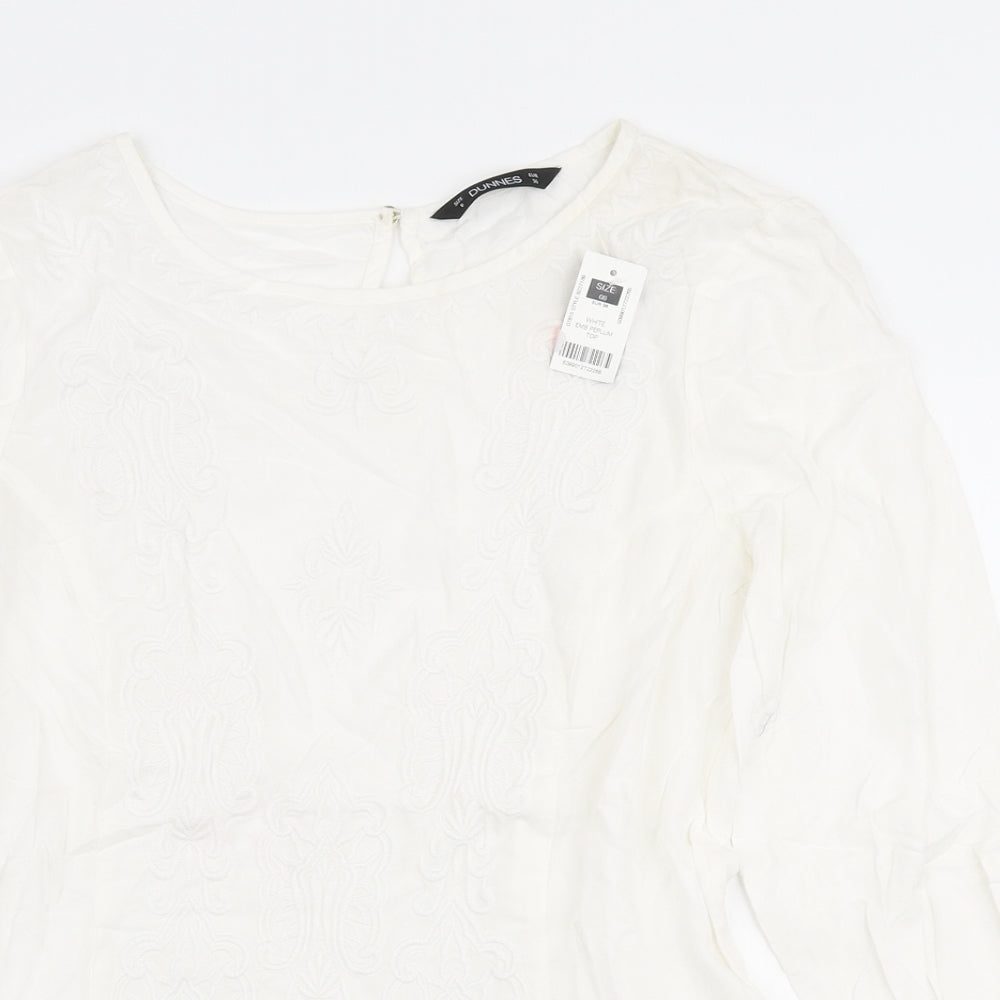 Womens UK Size 8 Dunnes Stores White Ringer Blouse