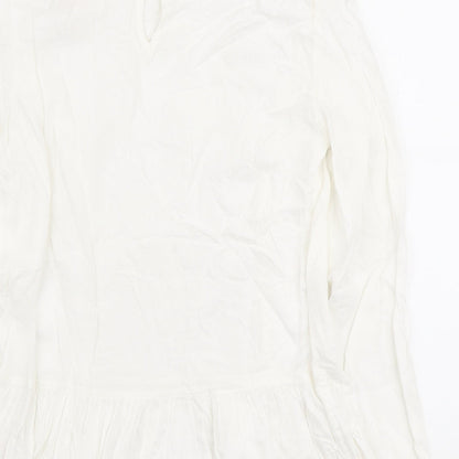 Womens UK Size 8 Dunnes Stores White Ringer Blouse
