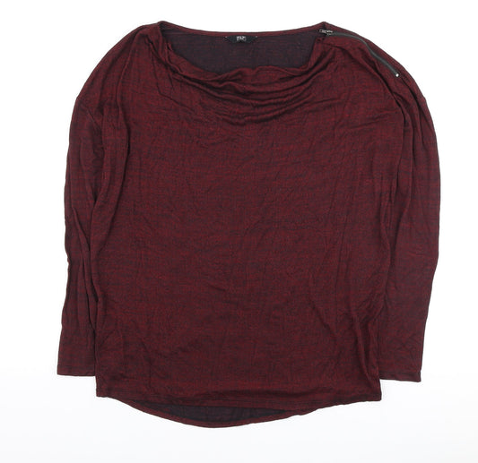 F&F Womens Red Cowl Neck Viscose Pullover Jumper Size 12 - Zip Detail