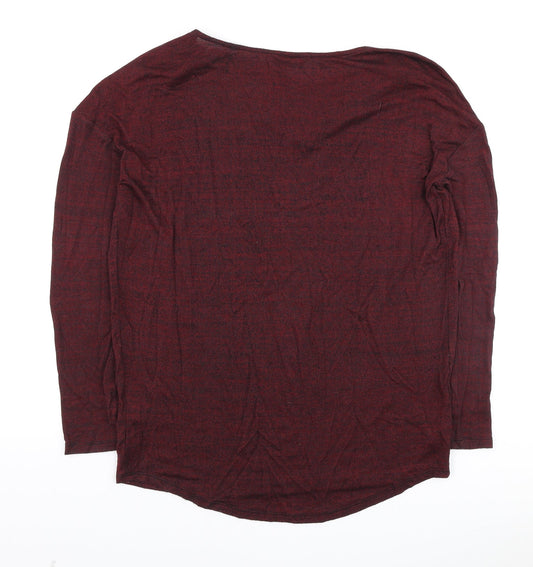 F&F Womens Red Cowl Neck Viscose Pullover Jumper Size 12 - Zip Detail