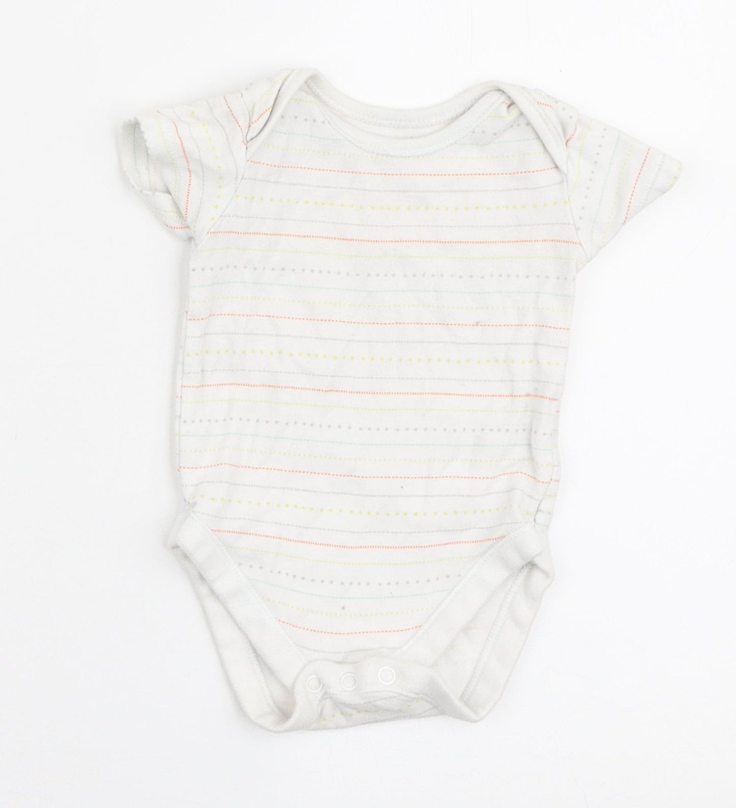 Nutmeg Baby White Striped Cotton Babygrow One-Piece Size 3-6 Months Snap