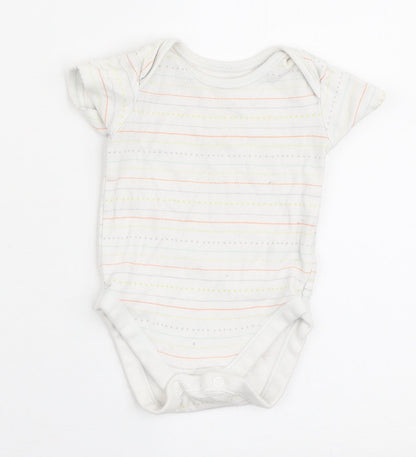 Nutmeg Baby White Striped Cotton Babygrow One-Piece Size 3-6 Months Snap