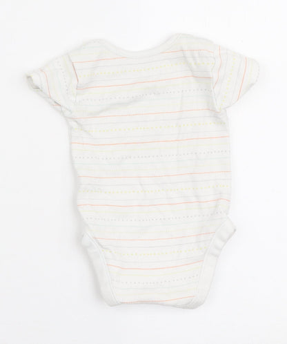 Nutmeg Baby White Striped Cotton Babygrow One-Piece Size 3-6 Months Snap