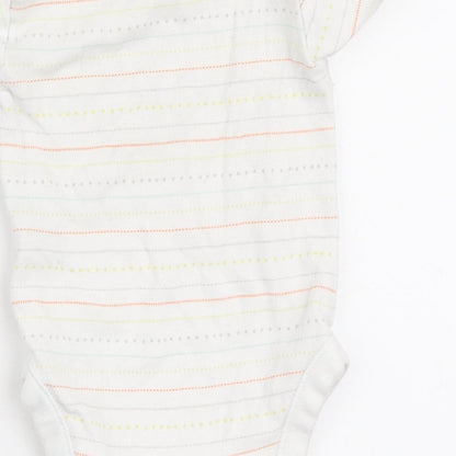 Nutmeg Baby White Striped Cotton Babygrow One-Piece Size 3-6 Months Snap