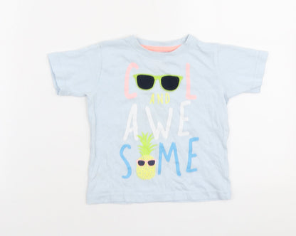 Urban Rascals Boys Blue Cotton Basic T-Shirt Size 12-18 Months Round Neck - Cool and Awesome