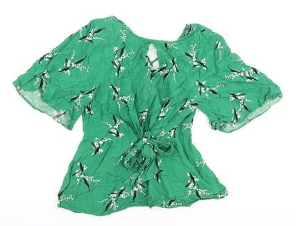 Womens UK Size 8 River Island Green Wrap Blouse