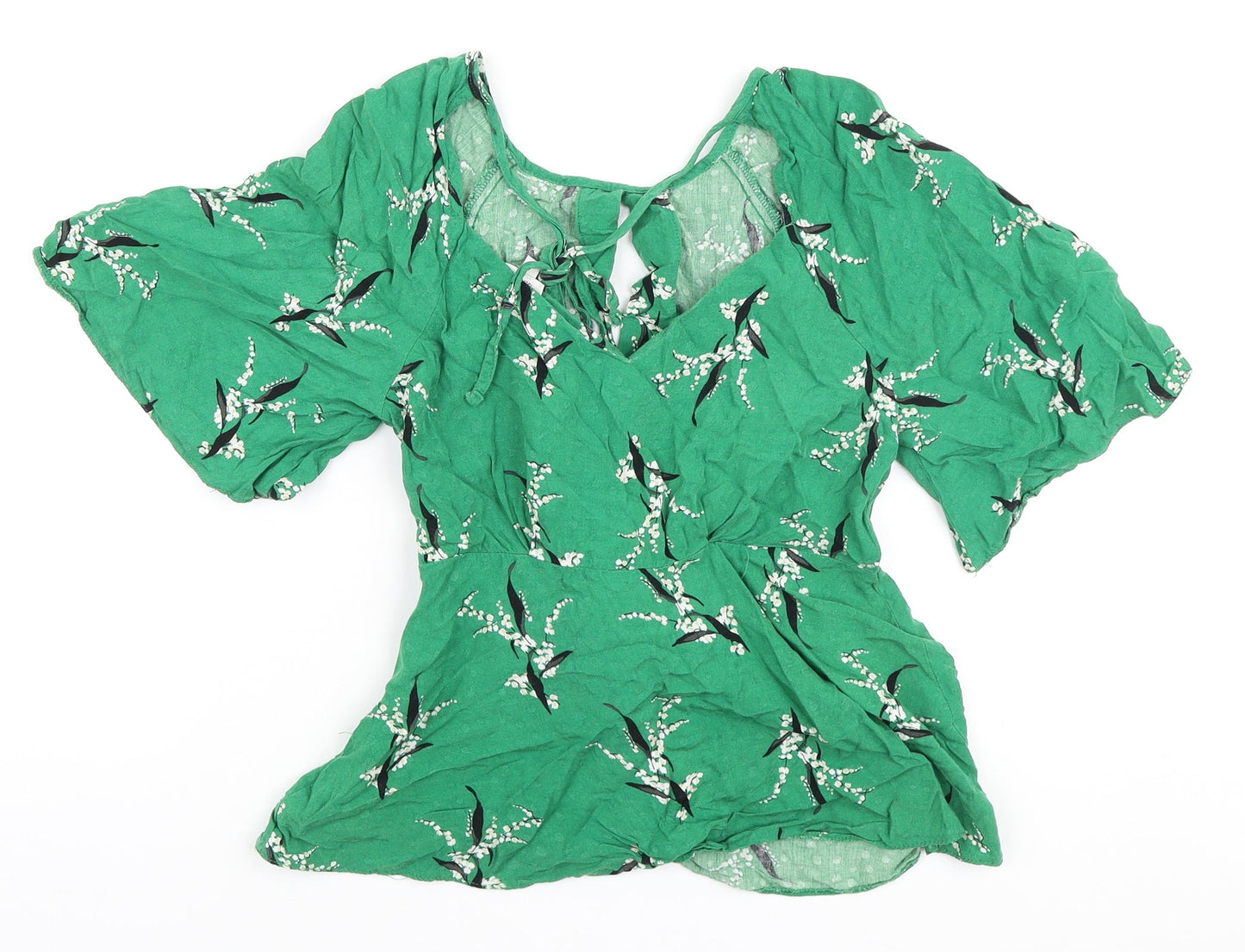Womens UK Size 8 River Island Green Wrap Blouse