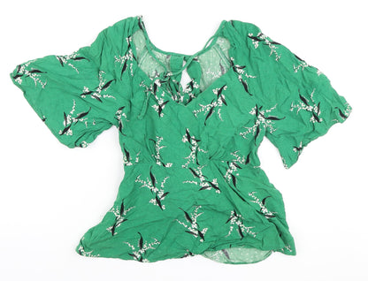 Womens UK Size 8 River Island Green Wrap Blouse