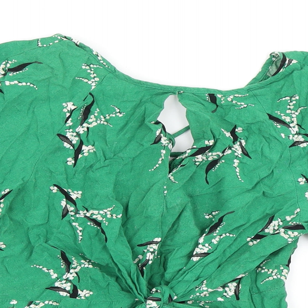 Womens UK Size 8 River Island Green Wrap Blouse