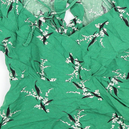 Womens UK Size 8 River Island Green Wrap Blouse