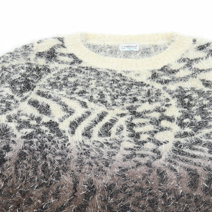 Catch One Womens Multicoloured Round Neck Animal Print Polyamide Pullover Jumper Size M - Tiger print