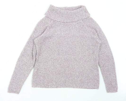 M&Co Womens Purple Roll Neck Acrylic Pullover Jumper Size 10
