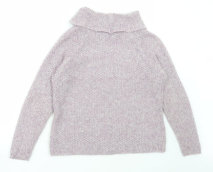 M&Co Womens Purple Roll Neck Acrylic Pullover Jumper Size 10