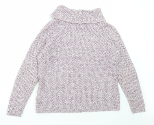 M&Co Womens Purple Roll Neck Acrylic Pullover Jumper Size 10