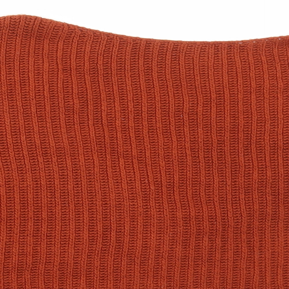 Boohoo Womens Orange Round Neck Acrylic Pullover Jumper Size S - Low back Lace Trim