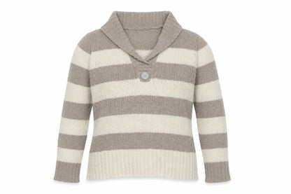M&Co Womens Beige Collared Striped Acrylic Pullover Jumper Size L