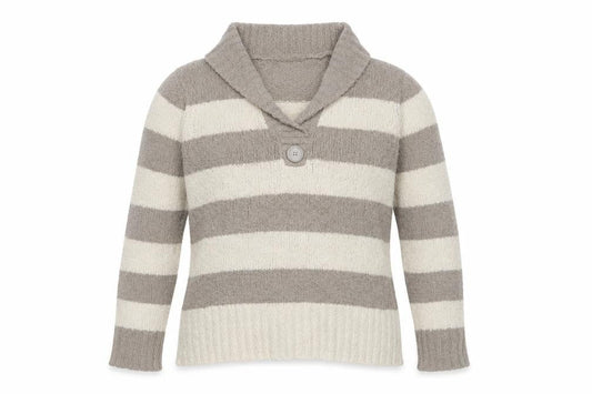 M&Co Womens Beige Collared Striped Acrylic Pullover Jumper Size L