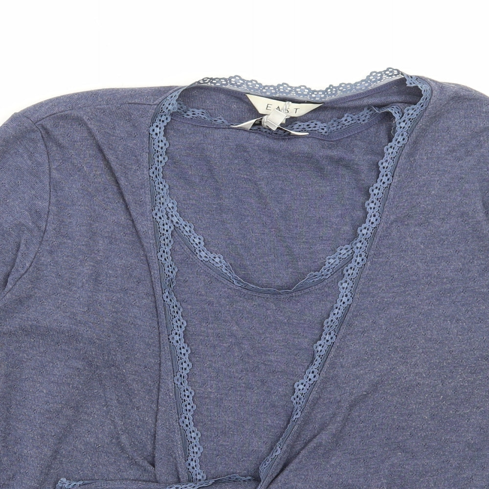EAST Womens Blue Polyamide Basic Blouse Size 16 Round Neck - Lace trim