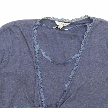 EAST Womens Blue Polyamide Basic Blouse Size 16 Round Neck - Lace trim