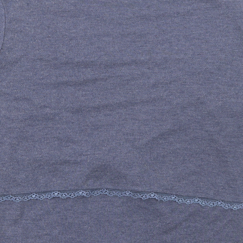 EAST Womens Blue Polyamide Basic Blouse Size 16 Round Neck - Lace trim