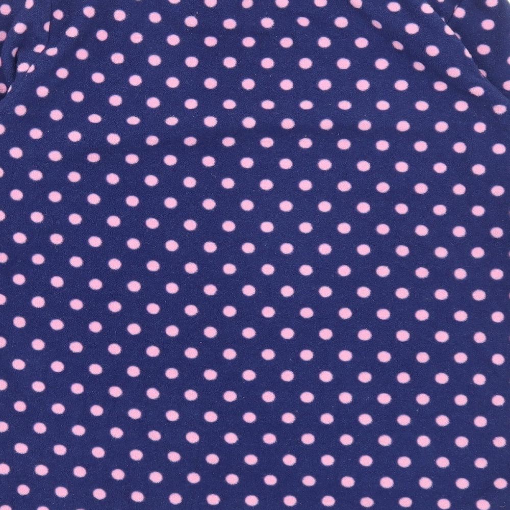 Uniqlo Girls Blue Polka Dot Polyester Basic T-Shirt Size 12 Years High Neck Pullover
