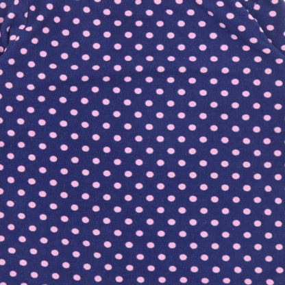 Uniqlo Girls Blue Polka Dot Polyester Basic T-Shirt Size 12 Years High Neck Pullover
