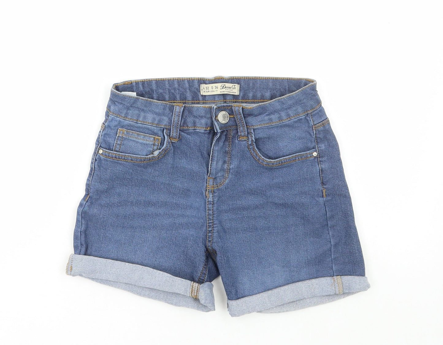 Denim & Co. Womens Blue Cotton Bermuda Shorts Size 4 L3 in Regular Zip