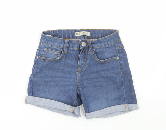 Denim & Co. Womens Blue Cotton Bermuda Shorts Size 4 L3 in Regular Zip