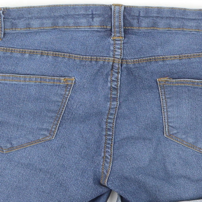 Denim & Co. Womens Blue Cotton Bermuda Shorts Size 4 L3 in Regular Zip