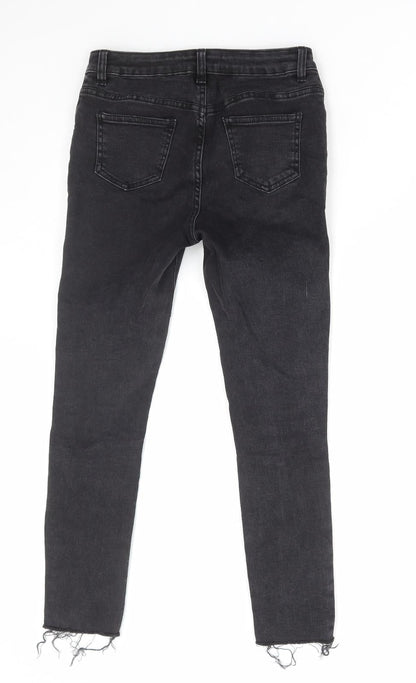 New Look Girls Black Cotton Skinny Jeans Size 12 Years Regular Zip - Distressed Denim