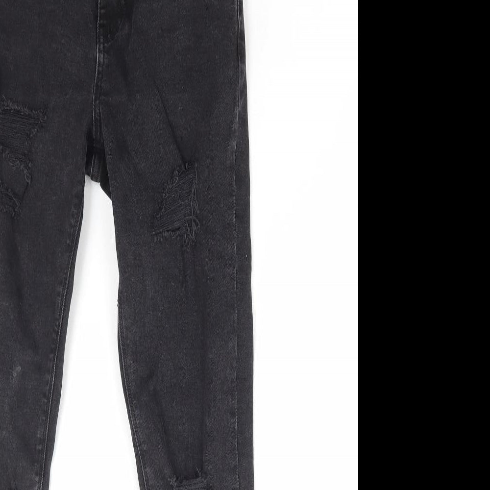 New Look Girls Black Cotton Skinny Jeans Size 12 Years Regular Zip - Distressed Denim