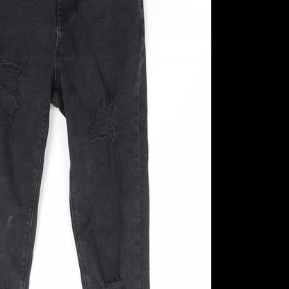 New Look Girls Black Cotton Skinny Jeans Size 12 Years Regular Zip - Distressed Denim