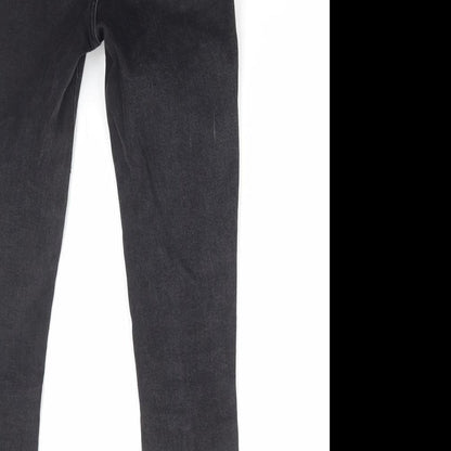 New Look Girls Black Cotton Skinny Jeans Size 12 Years Regular Zip - Distressed Denim