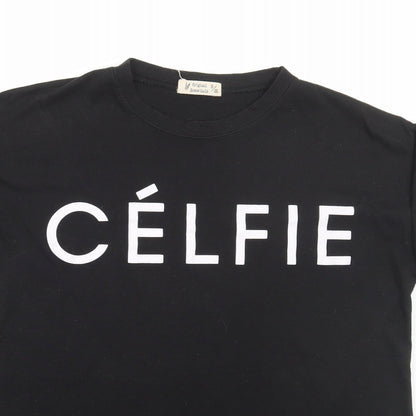 Original Essentials Womens Black Polyester Basic T-Shirt Size S Round Neck - Celfie