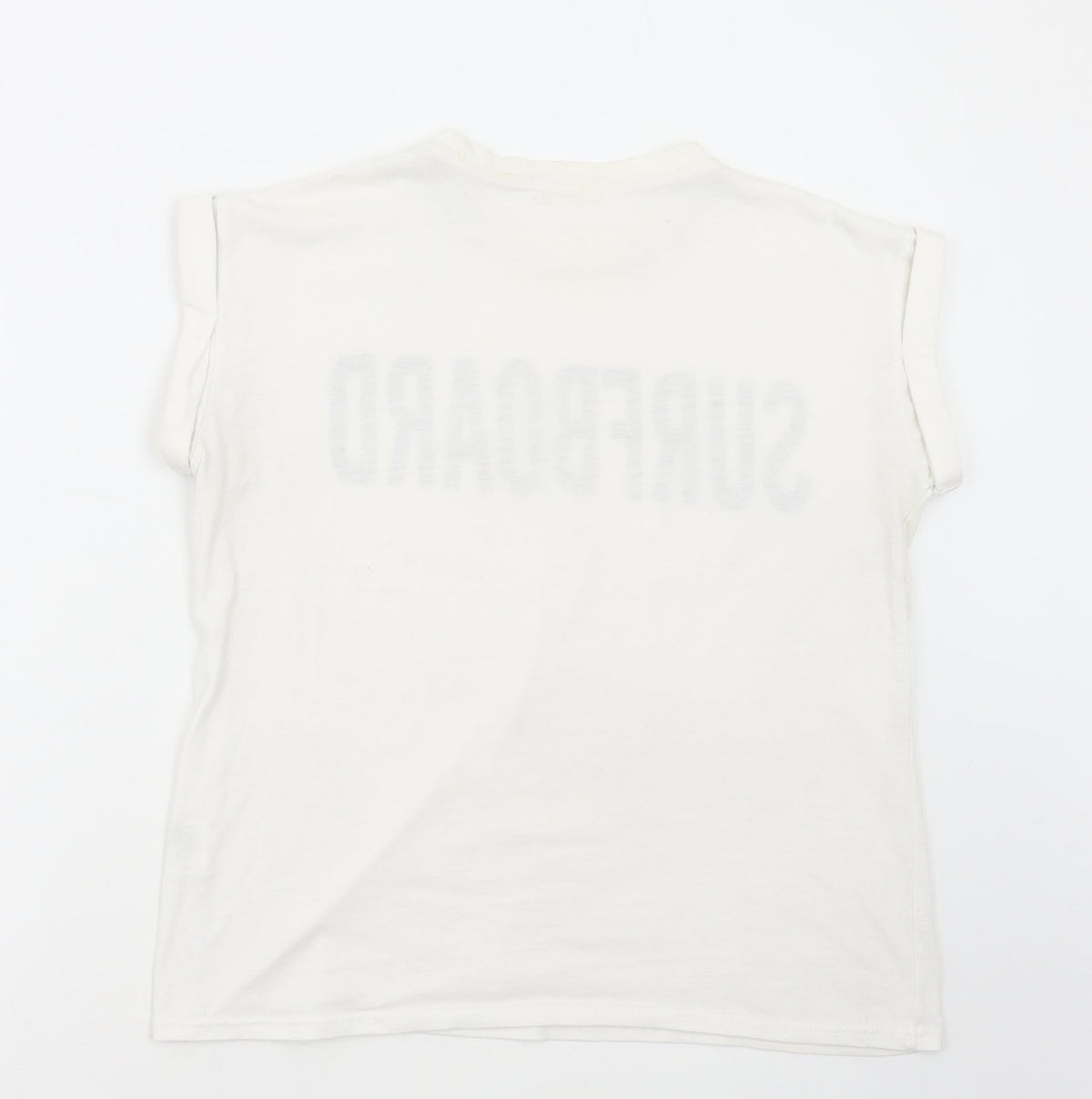 Original Essentials Womens White Polyester Basic T-Shirt Size S Round Neck - Surfboard