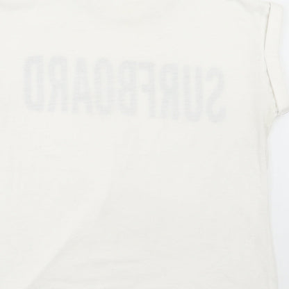 Original Essentials Womens White Polyester Basic T-Shirt Size S Round Neck - Surfboard