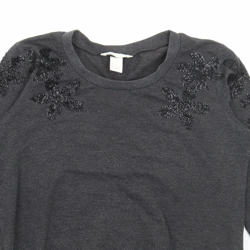 H&M Womens Grey Cotton Pullover Sweatshirt Size S Pullover