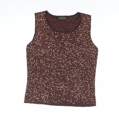 Alex & Co Womens Brown Round Neck Viscose Vest Jumper Size 8 - Bronze