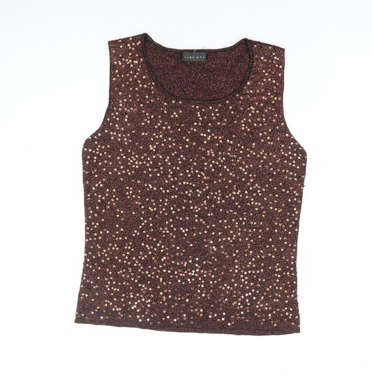 Alex & Co Womens Brown Round Neck Viscose Vest Jumper Size 8 - Bronze