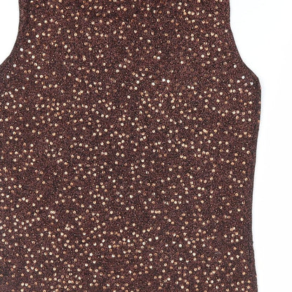 Alex & Co Womens Brown Round Neck Viscose Vest Jumper Size 8 - Bronze