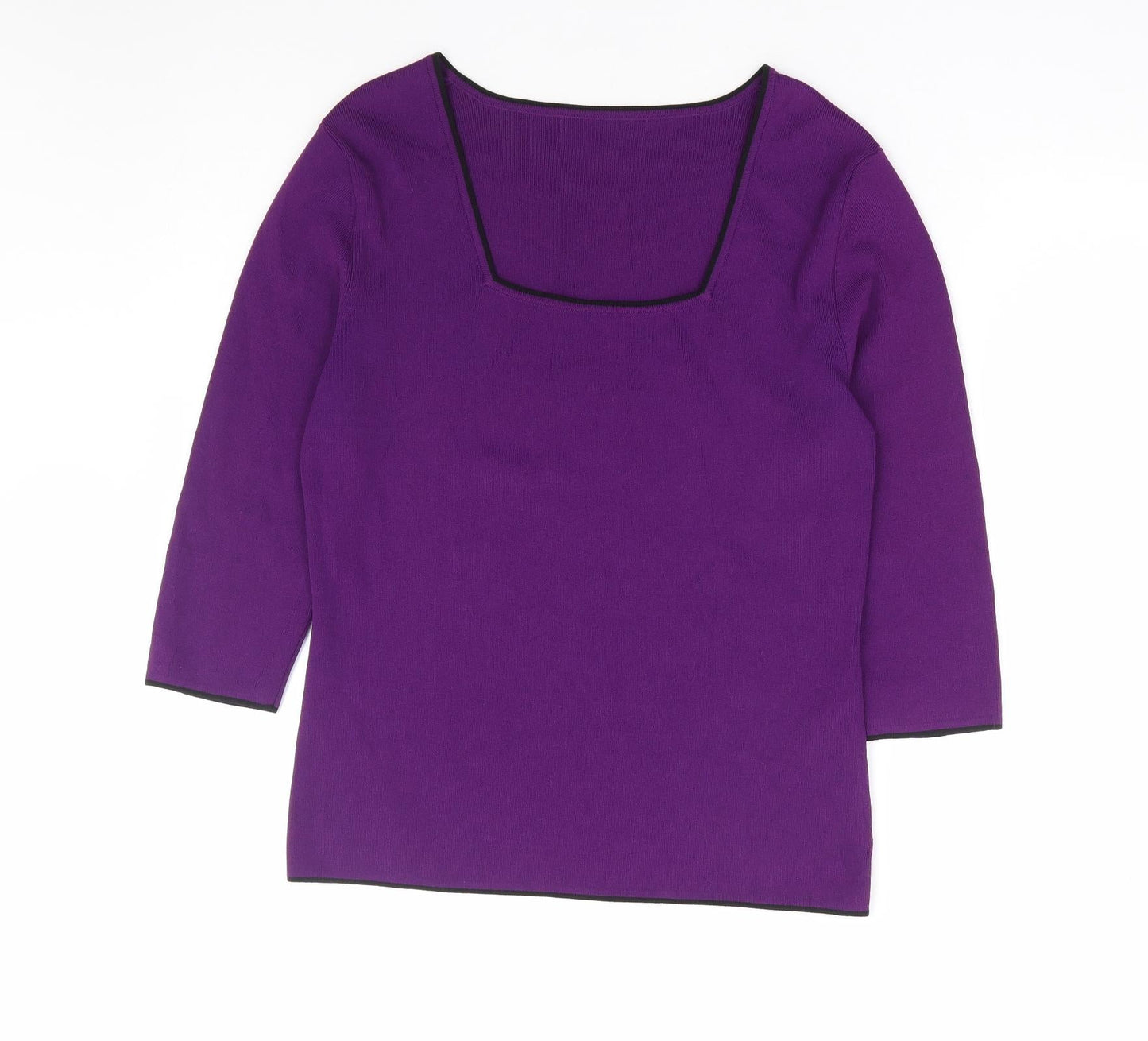 Just Elegance Womens Purple Square Neck Viscose Pullover Jumper Size M