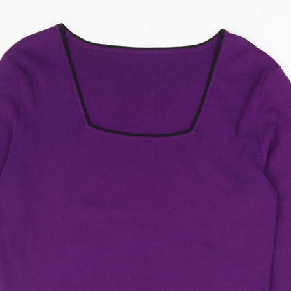 Just Elegance Womens Purple Square Neck Viscose Pullover Jumper Size M