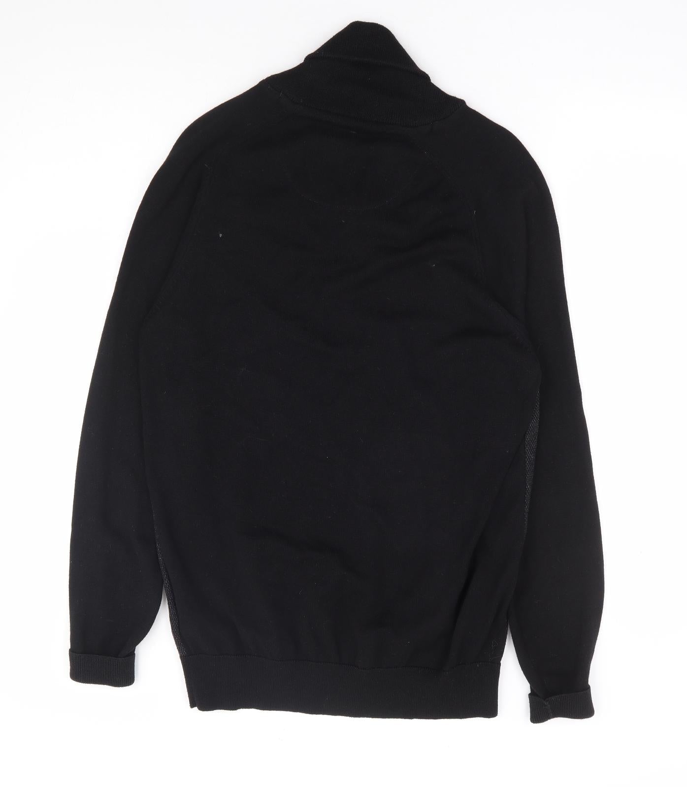 NEXT Mens Black Round Neck Cotton Henley Jumper Size M